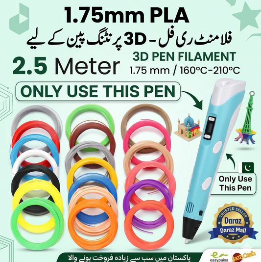 Pack of 5 3D PEN WIRES FILAMENTS Multicolor Refills for 3D Printing Pen 1.75mm Filaments 5 Meter Length
