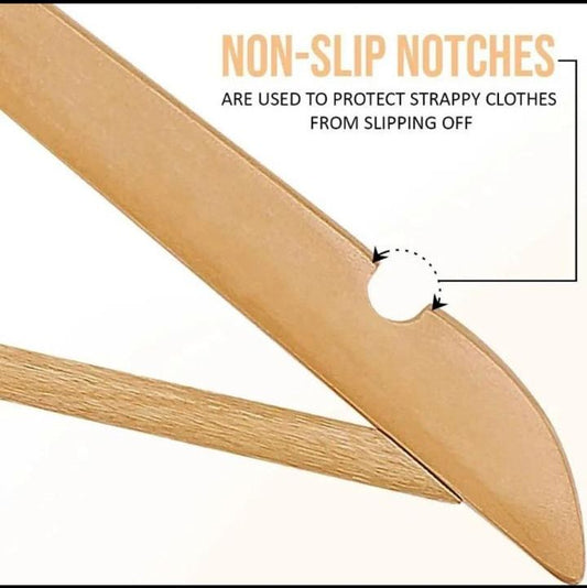 shoppe Pack of 12 Wooden Suit Hangers with Non Slip Pants Bar -Smooth Finish Solid Wood Coat Hanger with 360° Swivel Hook and Precisely Cut Notches for Jacket, Pant, Dress Cloth hangers