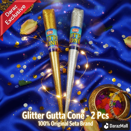 THREADSCART | Seta Glitter Gutta Cone Outliner – 2 Pcs Fabric Outliner for Glass Painting, Fabric Painting, Liner Art, DIY Craft Decoration