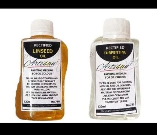 Combo Pack Of 2 - 1 Pc Linseed Oil And 1 Pc Turpentine Oil Plastic Bottle 120ml Each