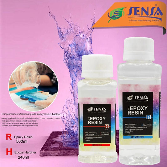 THREADSCART | Epoxy Resin Kit 500ml + 240ml Hardener Crystal Clear Art Resin for River Table, Jewelry, Wood Coating, DIY Craft, Gloss Finish Epoxy Resin Set
