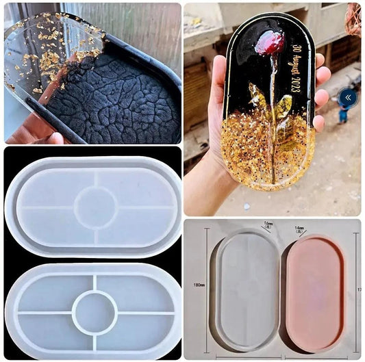 THREADSCART | 1 piece oval trinket tray mold |oval silicone coaster mold for epoxy resin and cement art |high quality silicone mold for resin art | DIY coaster ashtray mold