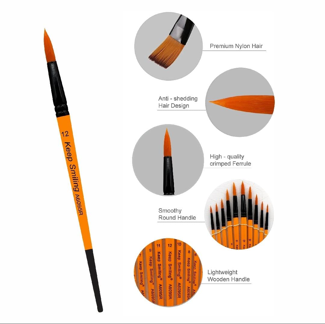 Keep_Smiling Paint Brushes Paint Brush Set, Acrylic Paint Brushes Round- Paint Brushes, Suitable for Water Acrylic & Oil Color/Colours Paint Brush Set