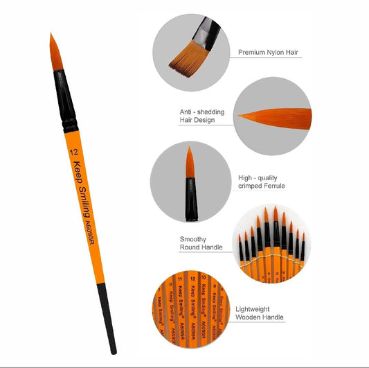 Keep_Smiling Paint Brushes Paint Brush Set, Acrylic Paint Brushes Round- Paint Brushes, Suitable for Water Acrylic & Oil Color/Colours Paint Brush Set