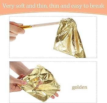 THREADSCART | Premium Quality 100PCS Gold & Silver Foil Leaf Sheets (5×5cm) | Premium Metallic Flakes for Resin Art, Nail Art, DIY Crafts, Gilding Decoration | Easy Apply & High Shine Finish