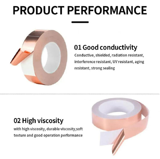 High-Temperature Resistant Tape - Heatproof Adhesive for Industrial, Electrical, and DIY Projects | Durable and Multi-Purpose and Single sided, adhesive conductive copper foil tape, high-temperature resistant, anti-static repair tape,