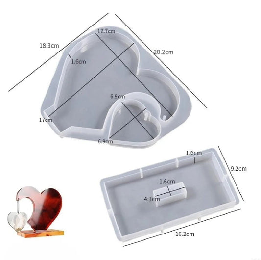THREADSCART | Double love heart shaped photo frame ornament silicone mould , DIY crystal epoxy resin mold , high quality heart photo frame mold for resin.