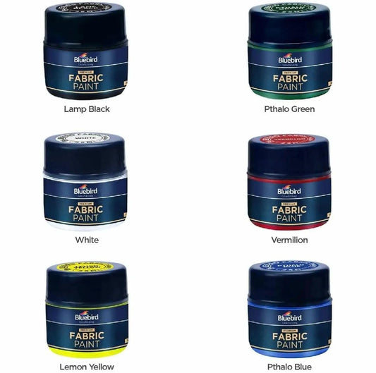 Fabric paint Primary colours bluebird Set of 6 - 25ml bottle blue bird fabric colours