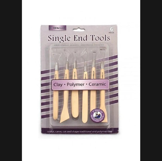 Single End Wooden Tools 6pcs Set For Clay,Polymer,Ceramic