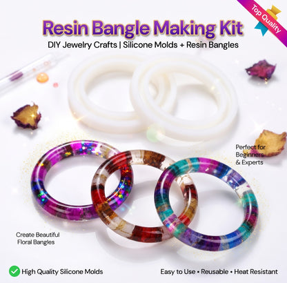 THREADSCART | Resin Bangle Mold Set (Pack of 3 Different Size) | Silicone Bracelet Molds | DIY Jewelry Making Tool | Epoxy Resin Craft Mold