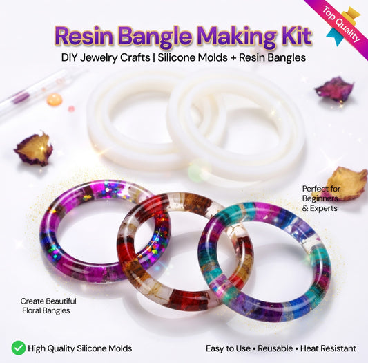 THREADSCART | Resin Bangle Mold Set (Pack of 3 Different Size) | Silicone Bracelet Molds | DIY Jewelry Making Tool | Epoxy Resin Craft Mold