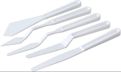 5Pcs Professional Plastic Palette Knife Knives Set Artist Oil Painting Tools