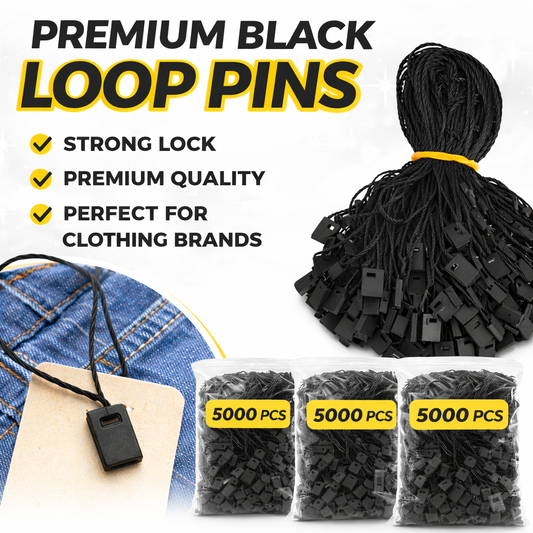 THREADSCART | Best Quality Price Tag Loop Pins Black 5000 PCS | Tagging Fasteners for Clothes, Garments, Labels | Strong Plastic Tag Pins for Shops & Boutiques