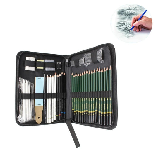 THREADSCART | High Quality Keep_Smiling Sketch Drawing Set, Sketching Kit, Sketching Kit with Sketch Book, 42 Pcs Sketching Kit for Artist, Professional Sketching Kit, Best Sketching Set