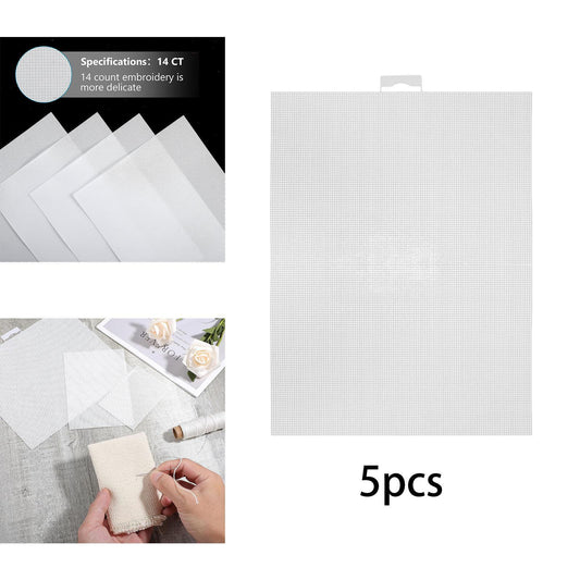 THREADSCART | High Quality Plastic Canvas Sheet 14CT 33.5x26cm (5PCS) | Strong Mesh for Bag Making, Embroidery, Cross Stitch & DIY Crafts | Durable Grid Sheet for Handmade Projects
