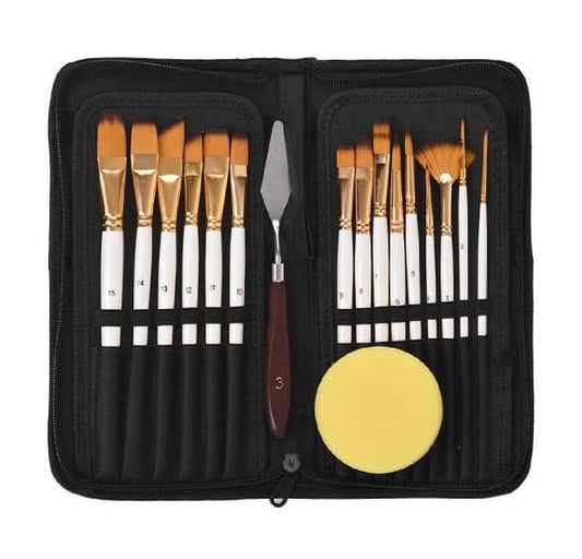 Keep Smiling A0576Q 15pcs Nylon Brush Set Mix For Quality Painting