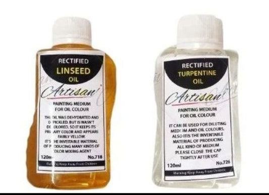 Combo Pack Of 2 - 1 Pc Linseed Oil And 1 Pc Turpentine Oil Plastic Bottle 120ml Each