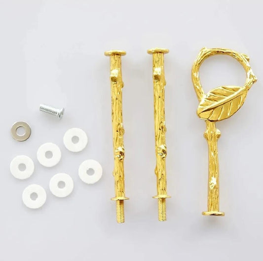 Metal Leaf Shape Cake Stand Holder Set (Gold/Silver) – 3 Tier Cake Stand Rod Set | DIY Dessert Stand Connector for Wedding & Party