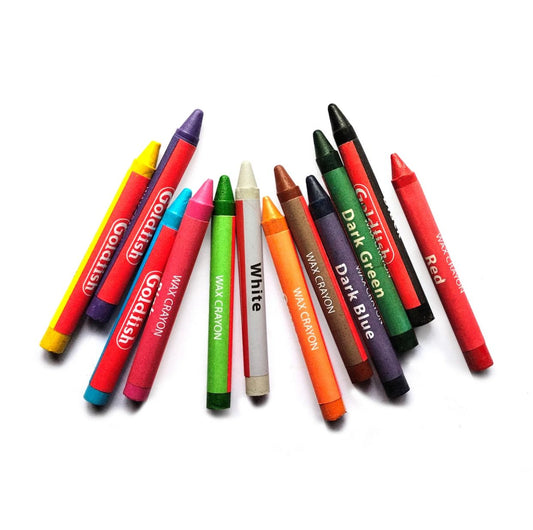 THREADSCART |  High Quality Goldfish Crayon Colors Wax 12 Colour Box Set Vibrant Colors for Kids and Adults