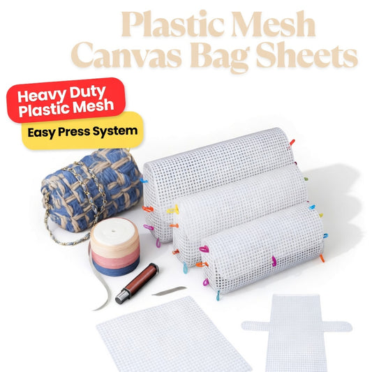 THREADSCART | Premium Quality Plastic Mesh Canvas for Crochet Bags | DIY Bag Base Grid | T-Shirt Yarn / Chenille / Nylon Dori Support Sheet | Strong & Reusable Mesh Board for Bags, Rugs & Handmade Projects