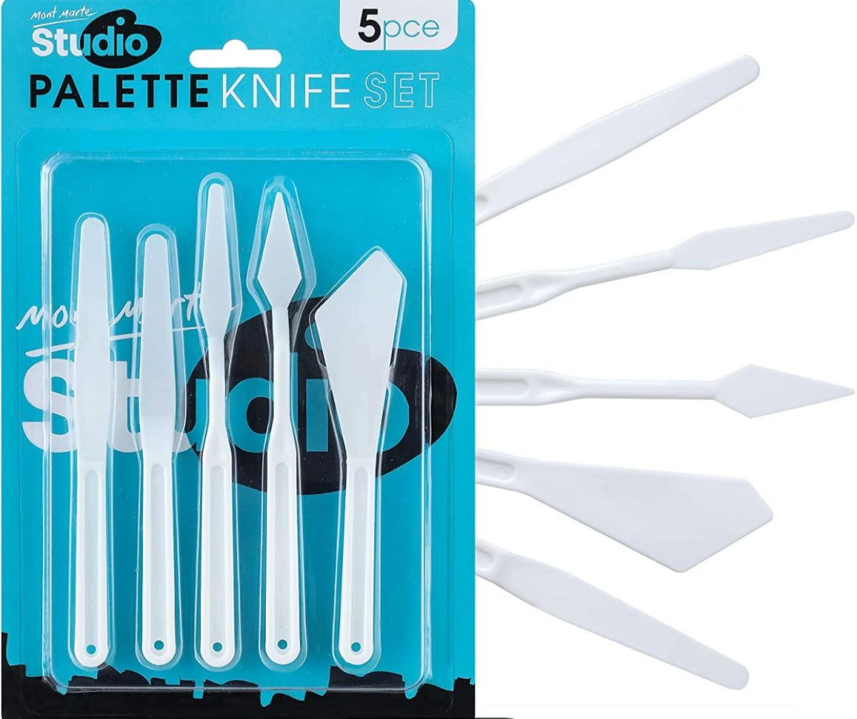 5Pcs Professional Plastic Palette Knife Knives Set Artist Oil Painting Tools