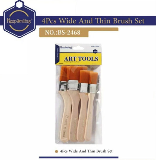 Pack of 4 Nylon Hair Wide And Thin Gesso Paint Brushes Set Different Size 4