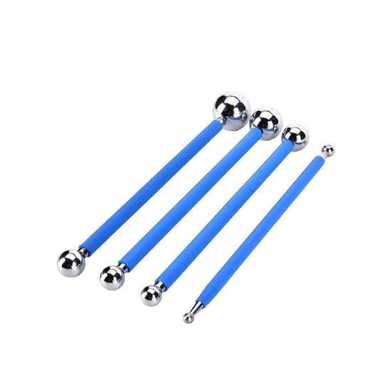 THREADSCART | 4PCS Double Ended Ball Dotting Tools – Metal Ceramic Clay Sculpting Tools Set – Nail Art Dotting Pens – Polymer Clay Modeling Tools – Pottery & Cake Decorating Tool Kit