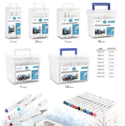 Threadscart | Premium Quality Keep Smiling Twin Tip Alcohol Marker Set (12/24/48/80 Colors) – Double Headed Sketch Markers for Drawing, Calligraphy, Illustration, Anime Art, Graphic Design