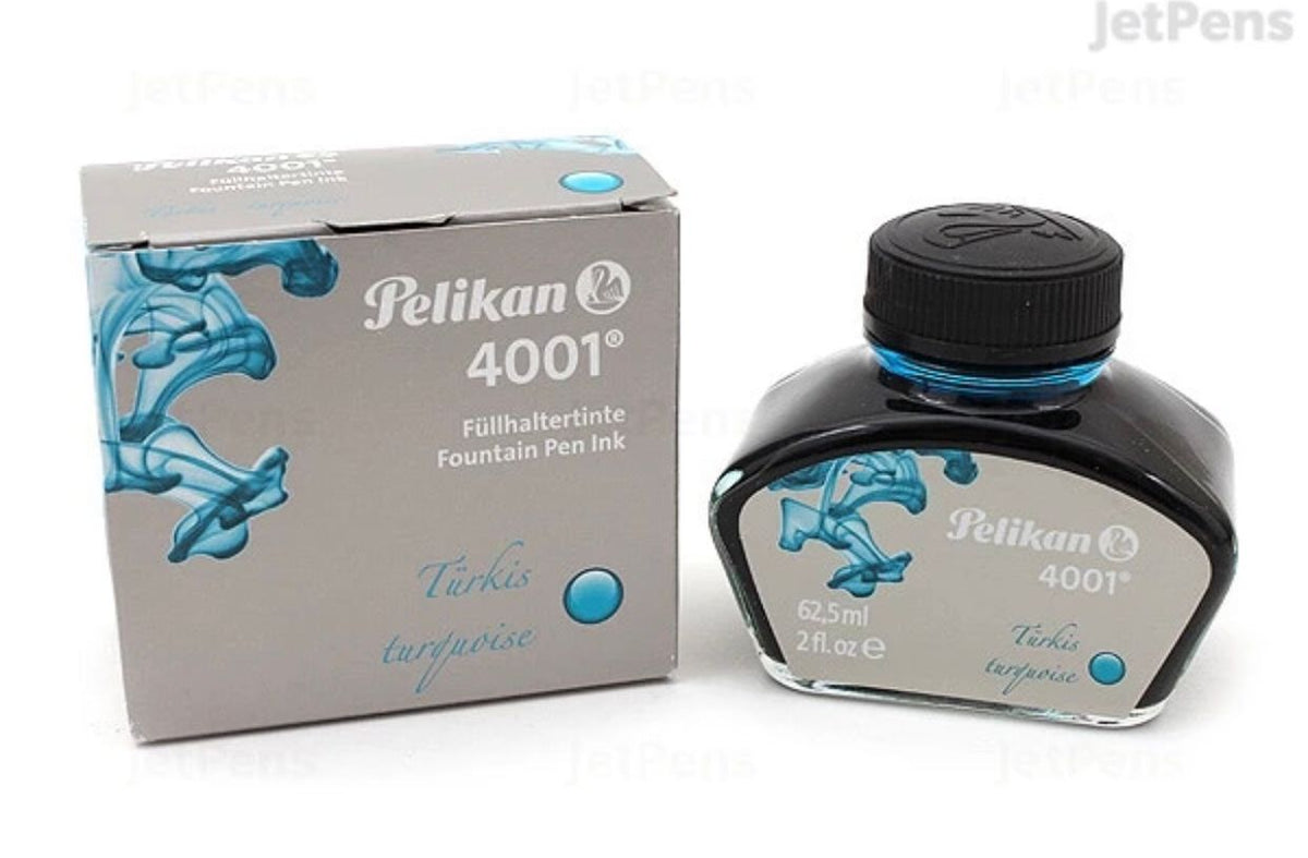 Pelikan 4001 Bottled Ink for Fountain Pens, Turquoise, 62.5ml, 1 Each (329201)