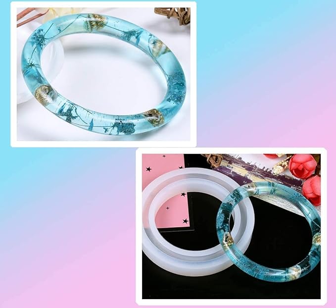 THREADSCART | Resin Bangle Mold Set (Pack of 3 Different Size) | Silicone Bracelet Molds | DIY Jewelry Making Tool | Epoxy Resin Craft Mold