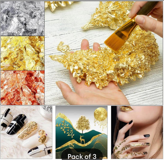 Keep Smiling Metallic Foil Flakes,3PCS DEAL 128
