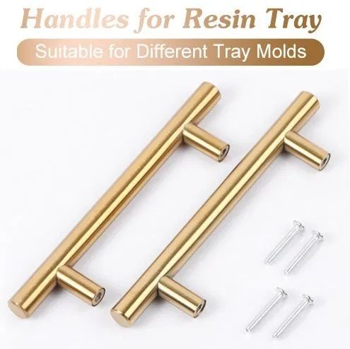 THREADSCART | Premium Quality Luxury Gold Resin Tray Handles (Pair) – 6 Inch Stainless Steel Premium Handles for DIY Resin Art, Serving Trays & Home Decor Upgrade