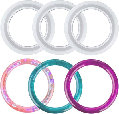 THREADSCART | Resin Bangle Mold Set (Pack of 3 Different Size) | Silicone Bracelet Molds | DIY Jewelry Making Tool | Epoxy Resin Craft Mold