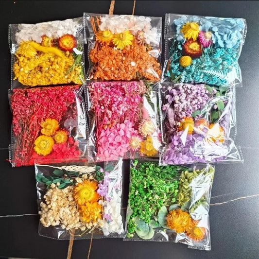 THREADSCART | High Quality Natural Dried Flowers for Resin Art & DIY Crafts - Multi-Color Real Preserved Floral Set for Scrapbooking, Candle Making, & Home Decoration