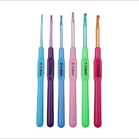 Plastic crochet hook set 6pcs Size 2.5mm-5mm