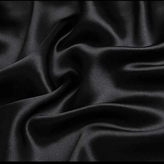 Shamose Silk Plain  1 meter Yard - Black