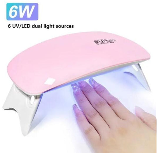 THREADSCART | High Quality 6W Mini Nail Dryer Machine Portable 6 LED UV Manicure Lamp Home Use Nail Lamp For Drying Polish Varnish With USB Cable