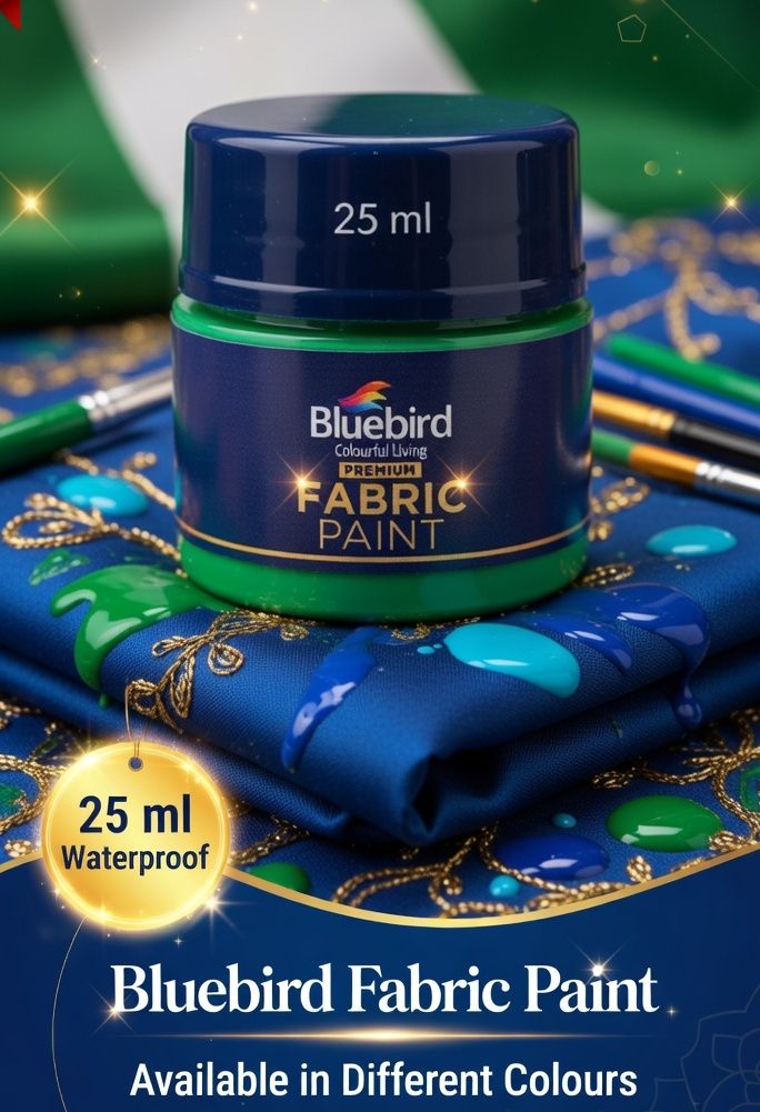 Bluebird Fabric Paint 25ml Premium Textile Color – For Clothes, Shoes, Bags, Canvas, Denim | Waterproof & Permanent Fabric Paint
