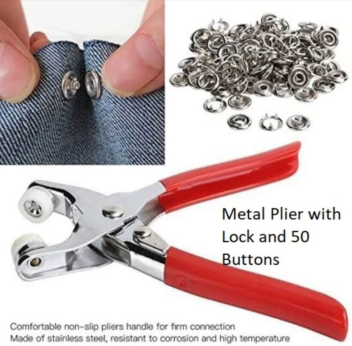 1pcs Metal Snaps Buttons 9.5mm with Fastener Pliers Tool Kit Five Buckle Set Sewing Free Buttons Set for Diy Crafts Home Sewing Accessories