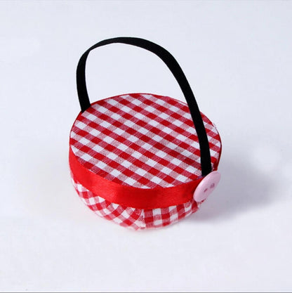 Red Plaid Grids Needle Sewing Pin Cushion Wrist Strap Tool Button Storage Holder