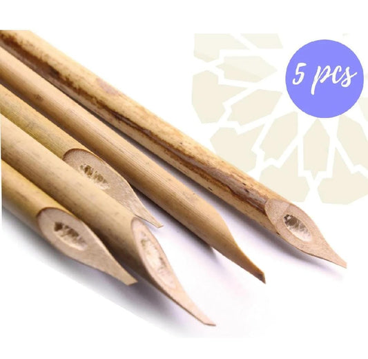 Calligraphy Pen Qalam Bamboo Wooden Reed Qalam Handmade for Calligraphy Arabic Urdu Farsi Khatati Qalam ( 5 Piece )