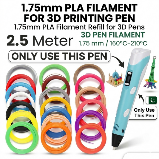 THREADSCART | 1.75mm PLA Filament Refill for 3D Printing Pen | 2.5 Meter PLA Wire Roll | 3D Pen Filament Refills | Multi Color PLA Plastic for 3D Pen Drawing 1\ 15 pcs