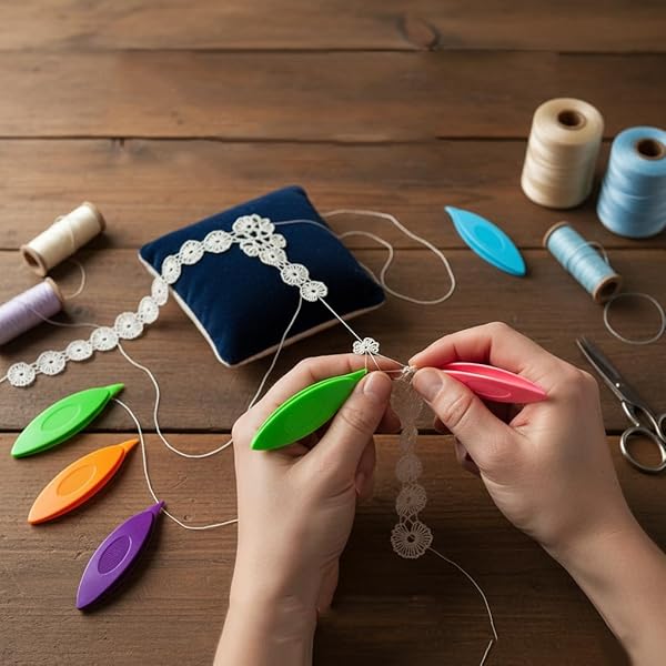 THREADSCART | Premium Tatting Shuttle Tool for Hand Lace Making | DIY Lace Shuttle for Flower Making | Plastic Shuttle for Crochet, Thread Work & Craft Sewing Accessories