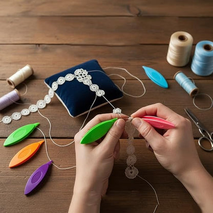 THREADSCART | Premium Tatting Shuttle Tool for Hand Lace Making | DIY Lace Shuttle for Flower Making | Plastic Shuttle for Crochet, Thread Work & Craft Sewing Accessories