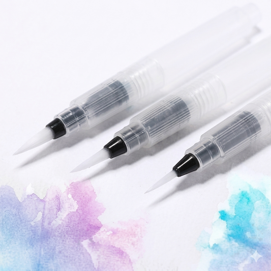 THREADSCART | Premium Quality 3 Sizes Water Brush Pen Set | Refillable Aqua Brush Pens for Watercolor Painting, Calligraphy & Sketching | Soft Nylon Tip, Leak-Proof, Easy Control for Beginners & Artists