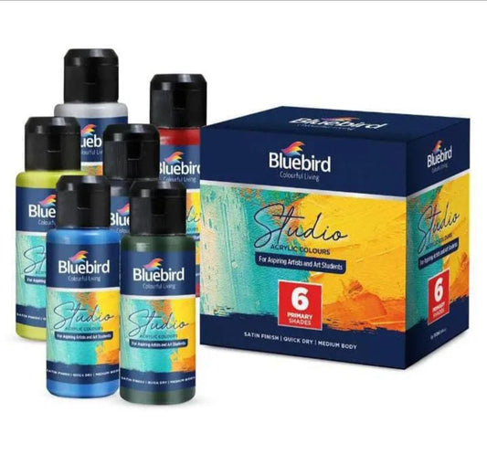 Bluebird Studio Acrylic Colours – 100 ml – Set of 6 Primary