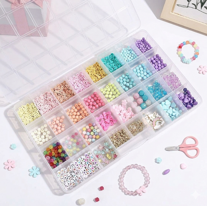 THREADSCART | Large Size 28 Slot Multipurpose Organizer Box with Removable Dividers | Beads Storage Box | Jewelry Organizer | Craft Storage Case | Adjustable Plastic Organizer