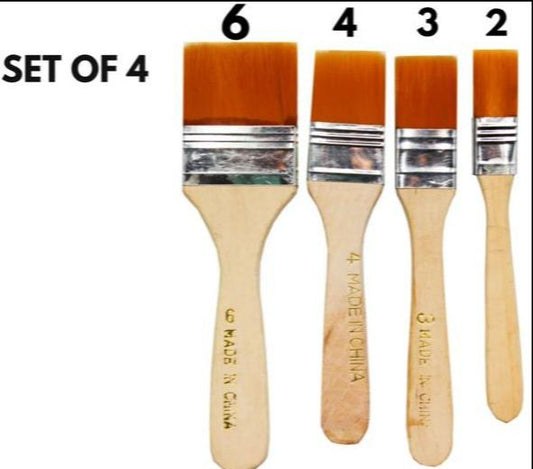 Paint Brush Set, Multi-Shaped Nylon Paint Brushes for Acrylic, Oil, Watercolor, Gouache, 4 Pieces Wood Handle