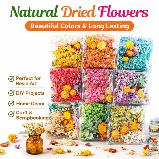 THREADSCART | High Quality Natural Dried Flowers for Resin Art & DIY Crafts - Multi-Color Real Preserved Floral Set for Scrapbooking, Candle Making, & Home Decoration