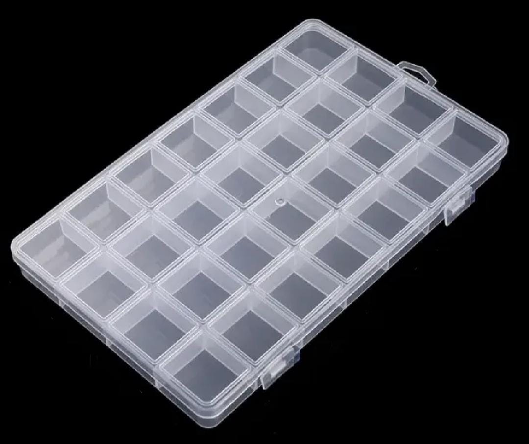 THREADSCART | Large Size 28 Slot Multipurpose Organizer Box with Removable Dividers | Beads Storage Box | Jewelry Organizer | Craft Storage Case | Adjustable Plastic Organizer